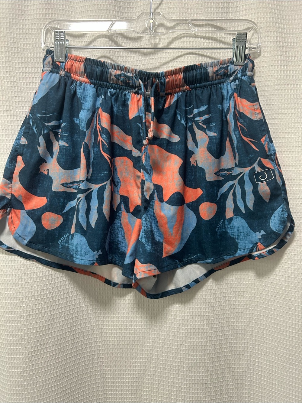 Avid Women's Drawstring Floral Athletic Shorts - Navy & Coral